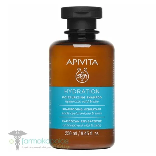 Apivita Hydration Moisturizing Shampoo with Hyaluronic Acid & Aloe, 250ml