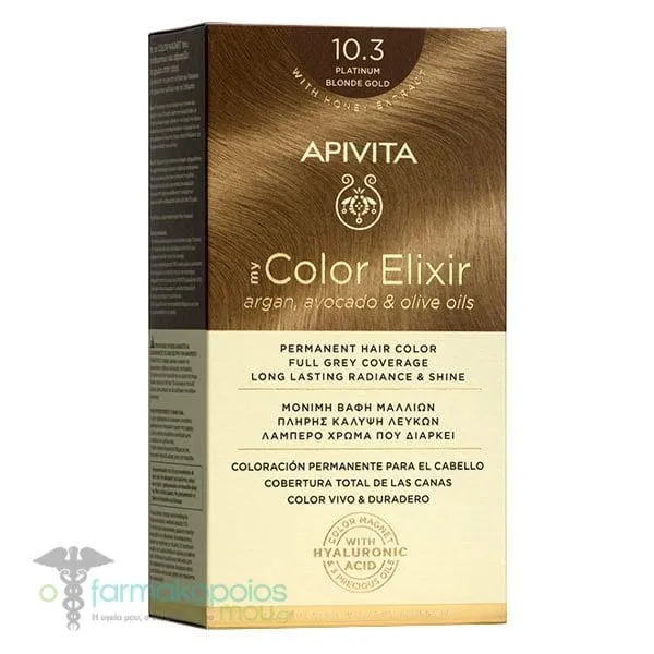 Apivita My Color Elixir Permanent Hair Color Νο 10.3 Platinum Blonde Gold, 1pc