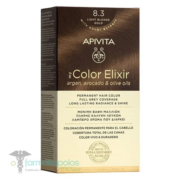 Apivita My Color Elixir Permanent Hair Color Νο 8.3 Light Blonde Gold, 1pc