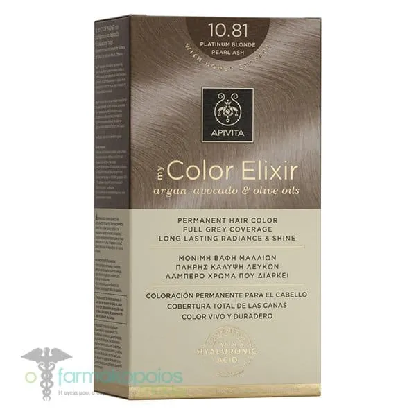 Apivita My Color Elixir Μόνιμη Βαφή Μαλλιών No 10.81 Κατάξανθο Περλέ Σαντρέ, 1 τεμάχιο
