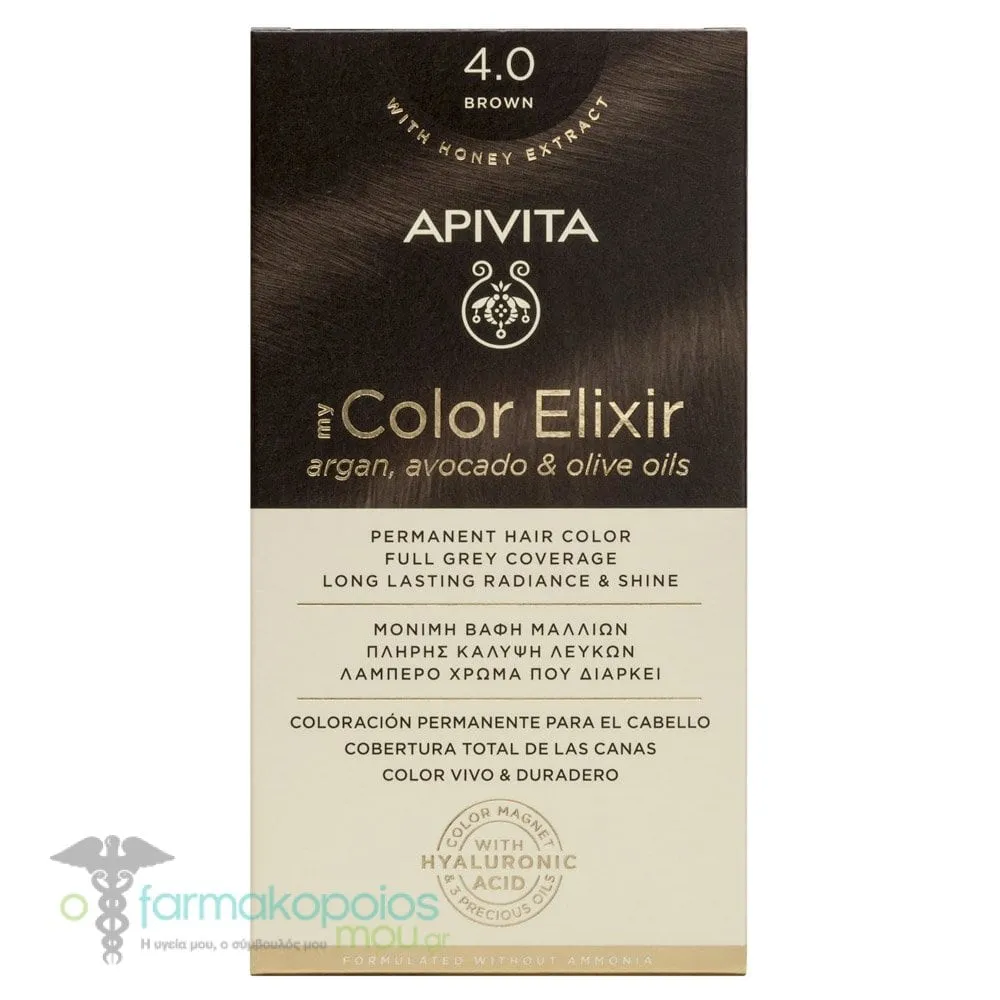 Apivita My Color Elixir Μόνιμη Βαφή Μαλλιών No 4.0 Καστανό, 1τεμ