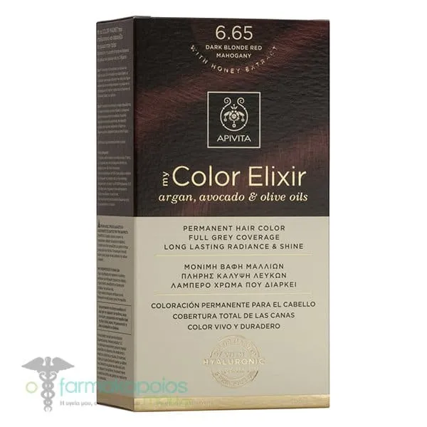 Apivita My Color Elixir Μόνιμη Βαφή Μαλλιών No 6.65 Έντονο Κόκκινο, 1 τεμάχιο
