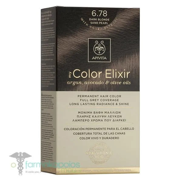 Apivita My Color Elixir Μόνιμη Βαφή Μαλλιών No 6.78 Ξανθό Σκούρο Μπεζ Περλέ, 1 τεμάχιο