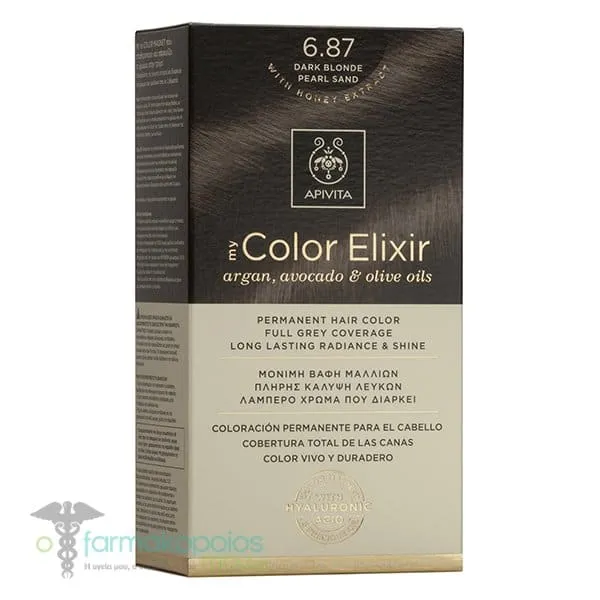 Apivita My Color Elixir Μόνιμη Βαφή Μαλλιών No 6.87 Ξανθό Σκούρο Περλέ Μπεζ, 1 τεμάχιο