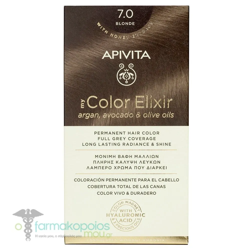 Apivita My Color Elixir Μόνιμη Βαφή Μαλλιών No 7.0 Ξανθό, 1 τεμάχιο