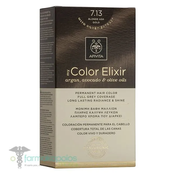Apivita My Color Elixir Μόνιμη Βαφή Μαλλιών No 7.13 Ξανθό Σαντρέ Μελί, 1 τεμάχιο