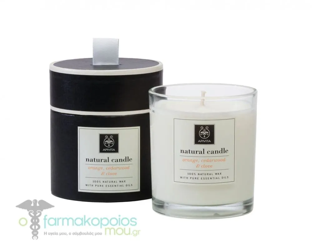 Apivita Natural Candle Orange, Cedarwood & Clove, 235g
