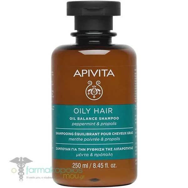 Apivita Oil Balance Shampoo with Peppermint & Propolis, 250ml
