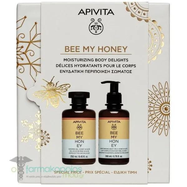 Apivita Promo Bee My Honey with Shower Gel, 250ml & Body Milk, 200ml, 1set