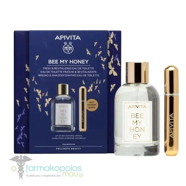 Apivita Bee My Honey Gift Set with Eau de Toilette, 100ml & Free Refillable Perfume Atomizer, 8ml, 1set