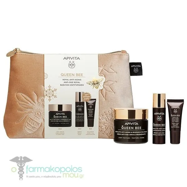 Apivita Promo Queen Bee Routine Absolute Anti-Aging & Regenerating Cream, 50ml, Anti-Aging & Redefining Serum, 10ml & Free Anti-Aging & Reviving Eye Cream, 5ml, 1set