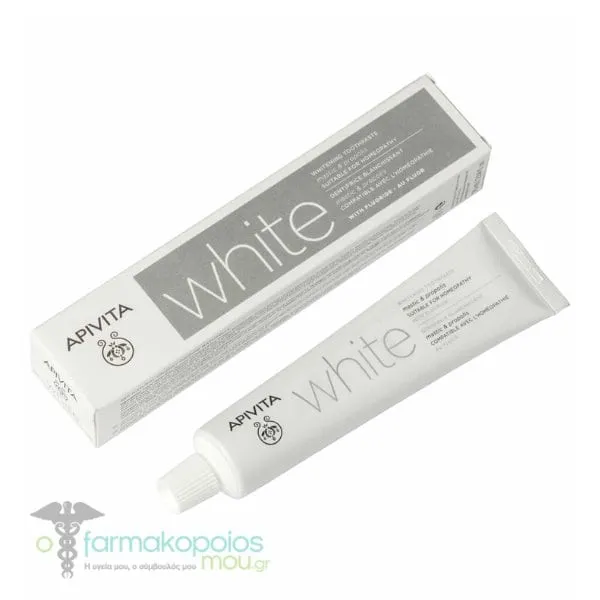 Apivita White Whitening Toothpaste with Mastic Flavor, 75ml