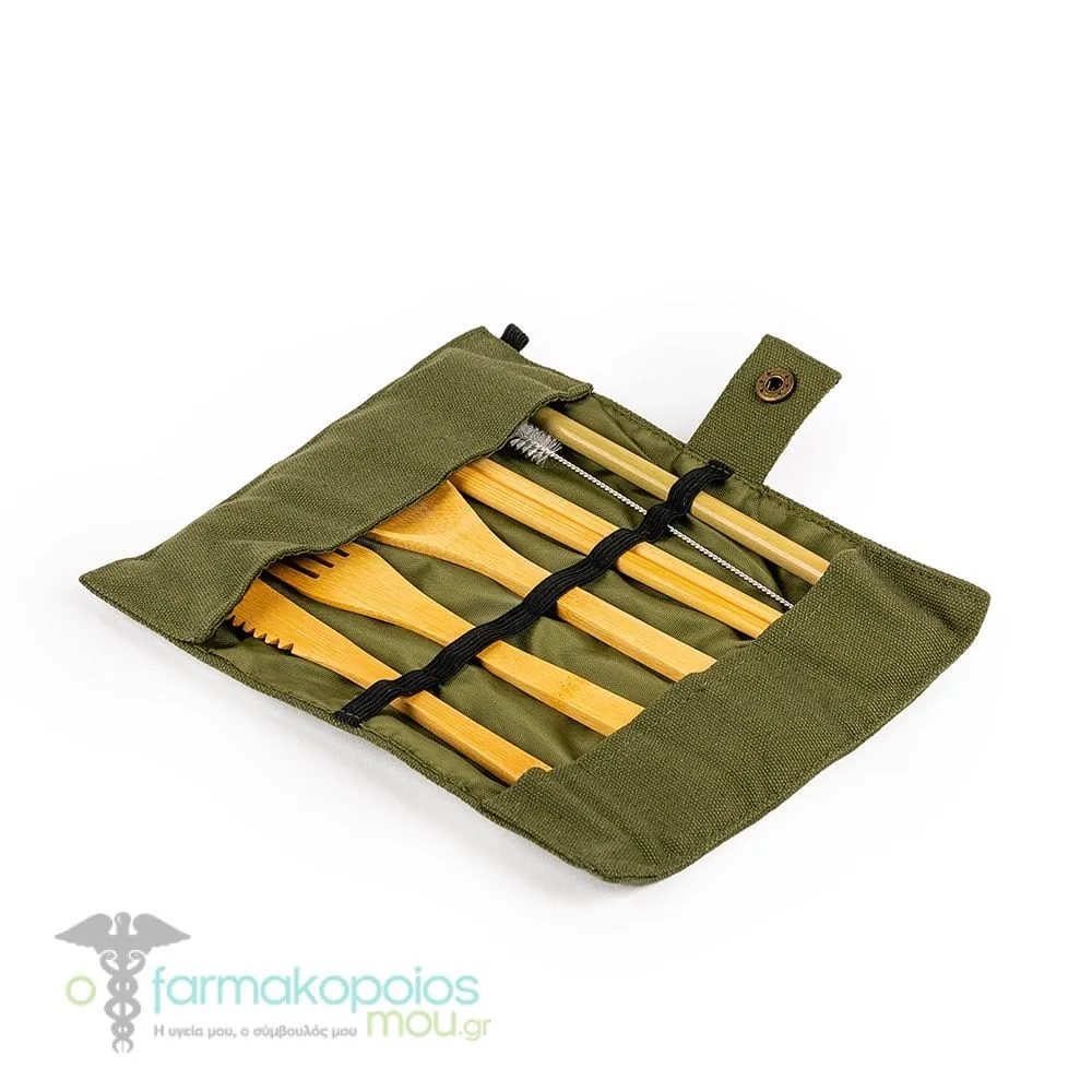 Κaran Bamboo Cutlery Set & Carrying Bag, 1set