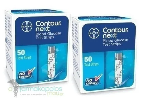 Ascencia Contour Next Pack Blood Glucose Test Strips, 2 x 50 pcs