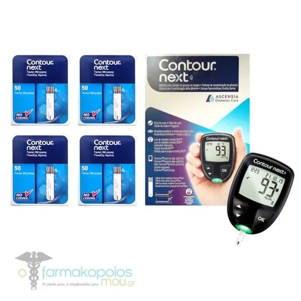 Ascensia Contour Next Promo Blood Glucose Test Strips, 4x50pcs & Free Ascensia Contour Next Glucose Meter, 1pc, 1set