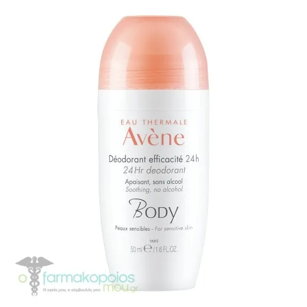 Avene Body Deodorant Roll-On 24h for Sensitive Skin, 50ml