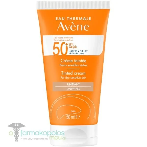Avene Eau Thermale Αντηλιακή Κρέμα Προσώπου με Χρώμα SPF50+ για το Ευαίσθητο, Ξηρό Δέρμα, 50ml