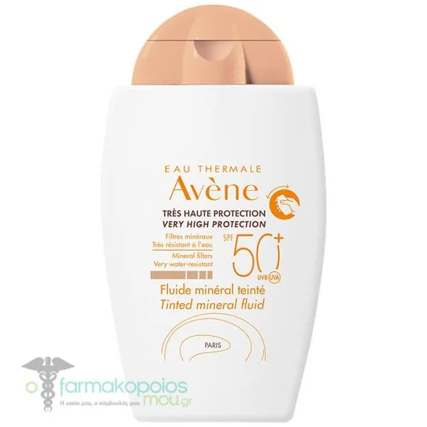 Avene Fluid Mineral Λεπτόρρευστο Αντηλιακό Προσώπου με Χρώμα SPF50+ με Φυσικά Φίλτρα για Δέρμα μη Aνεκτικό σε Xημικά Φίλτρα, 40ml