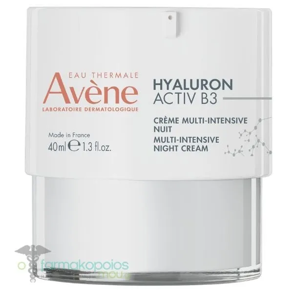 Avene Hyaluron Activ B3 Εντατική Αντιγήραντική Κρέμα Νυκτός με Υαλουρονικό Οξύ για Ολοκληρωμένη Επανόρθωση, 40ml