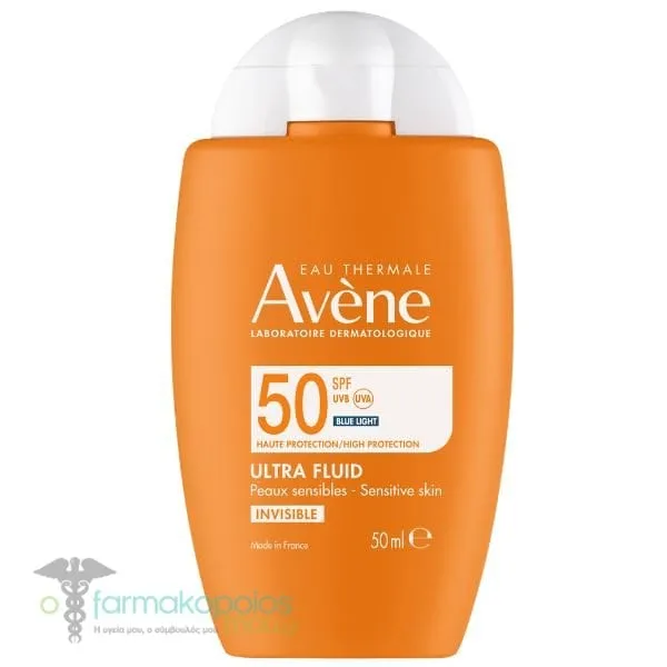 Avene Ultra Fluid Invisible SPF50 Λεπτόρρευστο Αντηλιακό Προσώπου για Ευαίσθητο Δέρμα, 50ml