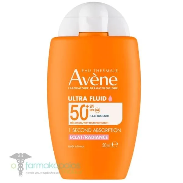 Avene Ultra Fluid Radiance SPF50+ Λεπτόρρευστο Αντηλιακό Προσώπου για Φυσική Λάμψη του Δέρματος, 50ml