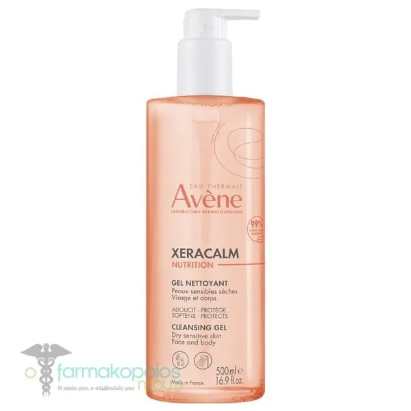Avene XeraCalm Nutrition Cleansing Gel for Dry Sensitive Skin, 500ml