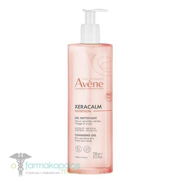 Avene XeraCalm Nutrition Cleansing Gel for Dry Sensitive Skin, 750ml