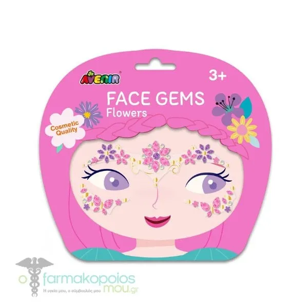 Avenir Face Gems Flowers Σετ με Αυτοκόλλητα, 1τεμ