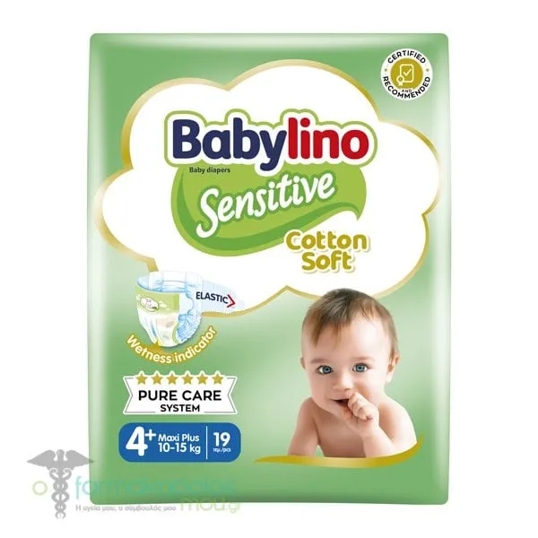 Babylino Sensitive Cotton Soft Νο.4+ (10-15kg) Baby Diapers, 19pcs