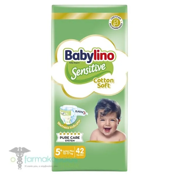 Babylino Sensitive Cotton Soft No5+ (12-17kg) Value Pack, 42pcs
