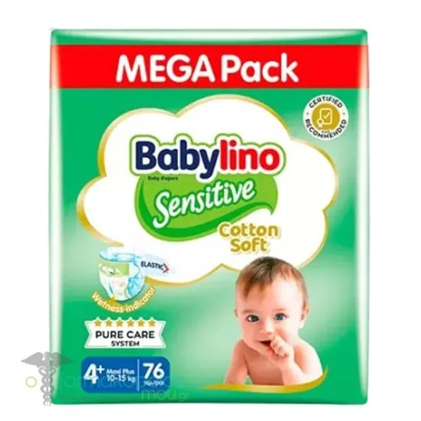 Babylino Sensitive Μega Pack Βρεφικές Πάνες Maxi Plus Νο4+ (9-20kg), 76τεμ