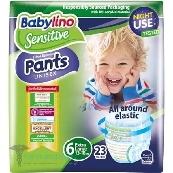 Babylino Sensitive Pants Bρεφικές Πάνες Βρακάκι  XLarge No6 (13-18kg), 23τεμ