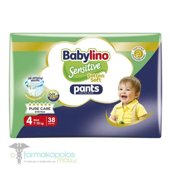 Babylino Sensitive Pants Cotton Soft Unisex No.4 Maxi (7-13kg), 38pcs