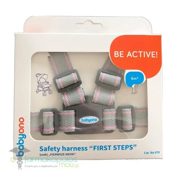 Babyono Safety Belt with Strap First Steps (BN070), 1pc - Grey-Pink