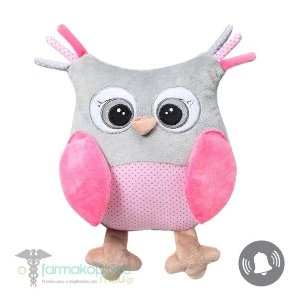 Babyono Soft Toy with Rattle Sound "Owl Sophia", 1pc - Ρόζ
