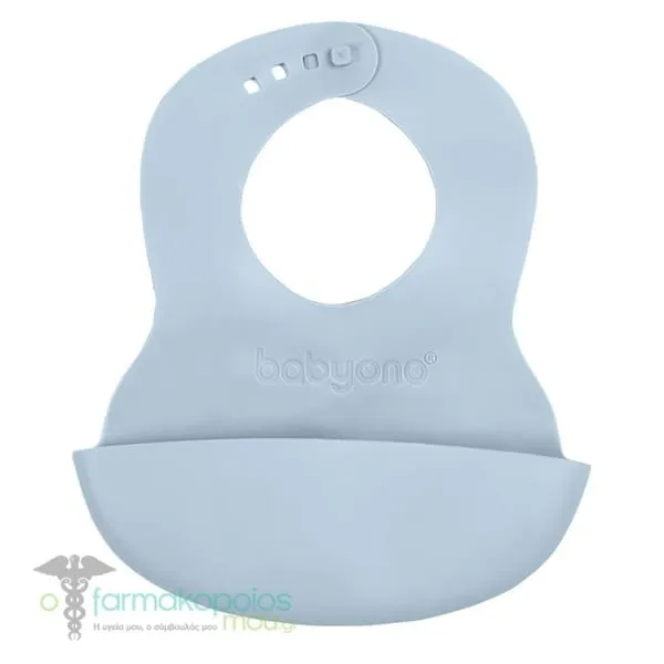 Babyono Soft With Adjustable Lock Silicone Βib 6m+, 1pc - BLUE