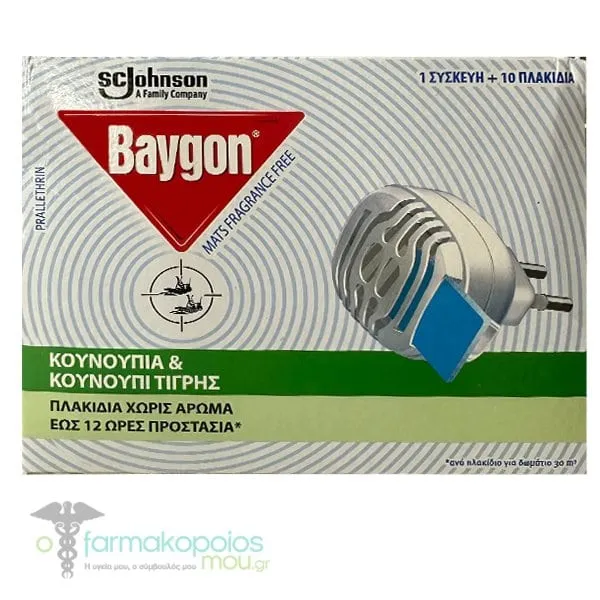 Baygon® Bayvap Protector Συσκευή, 1τεμ & Πλακίδια Χωρίς Άρωμα, 10τεμ, 1σετ