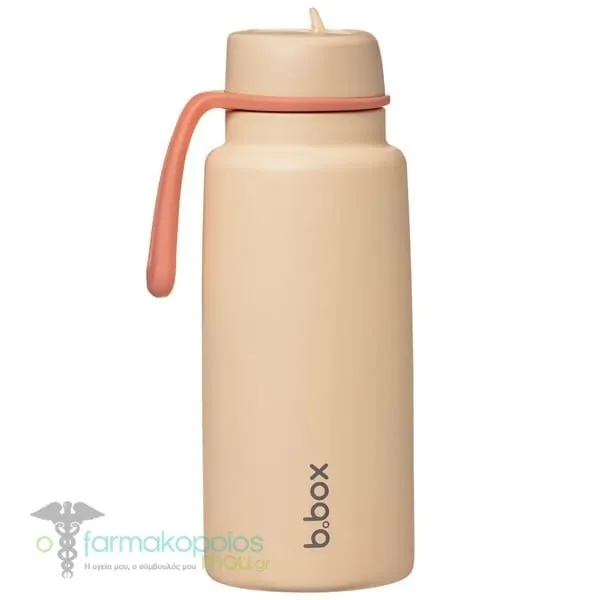 B.Box Insulated Flip Top Μπουκάλι Θερμός με Καλαμάκι, 1lt - Melon
