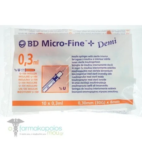 BD Micro-Fine + 8mm Sterile Insulin Syringes 30G, 10 x 0.3ml