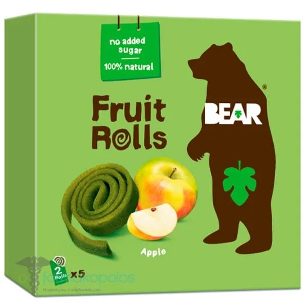 Bear Fruit Rolls Apple Αποξηραμένα Ρολά Φρούτων με Μήλο, 5x20g
