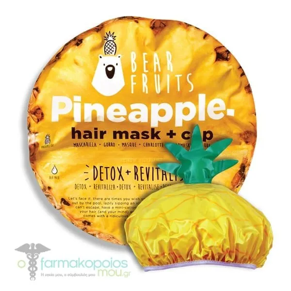 Bear Fruits Pineapple Detox & Revitalise Hair Mask, 20ml & Pineapple Cap, 1pc