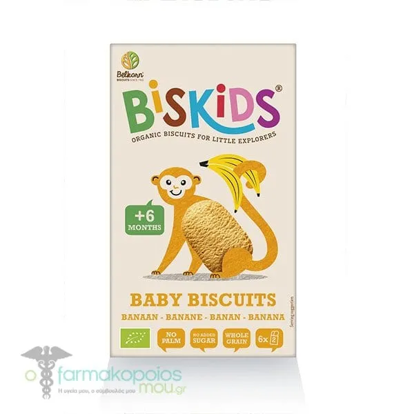 Belkorn BisKids Organic Baby Biscuits Banana 6m+, 120g