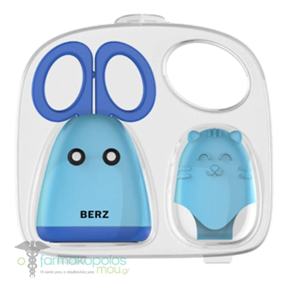 Berz Stainless Steel Food Preparation Scissors & Protective Silicone Animal Glove, 1 pc - μπλε