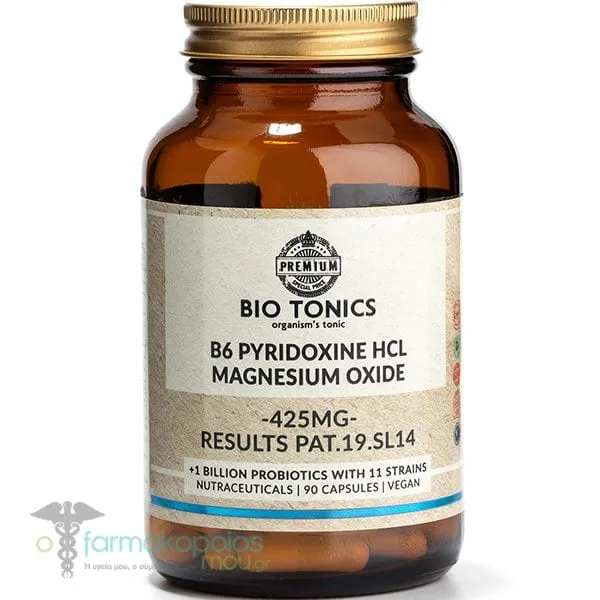 Bio Tonics B6 Pyridoxine HCL Magnecium Oxide 425mg, 90caps