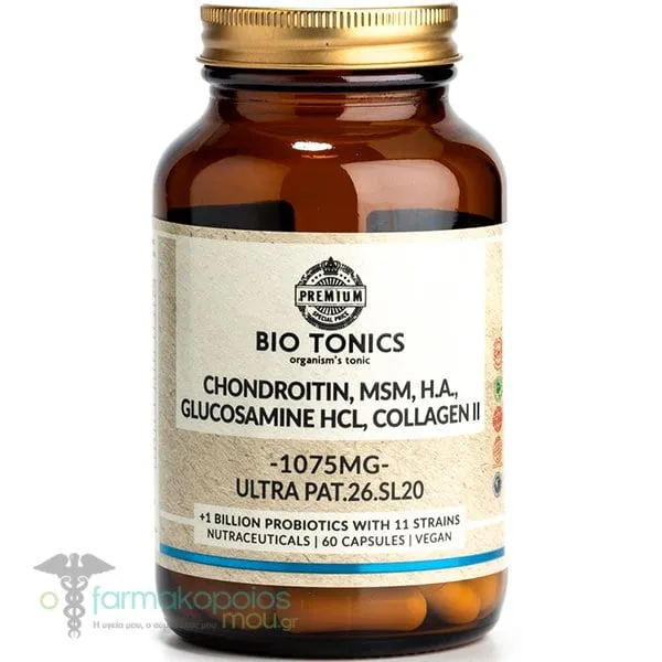 Bio Tonics Chondroitin & Msm & H.Α. & Glucosamine Hcl & Collagen II 1075mg, 60caps