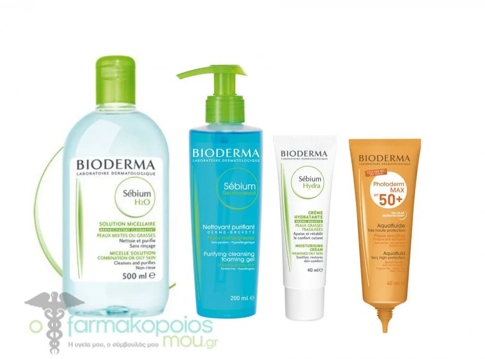 Bioderma Pack for sensitized skin from acne treatments, 4 pieces