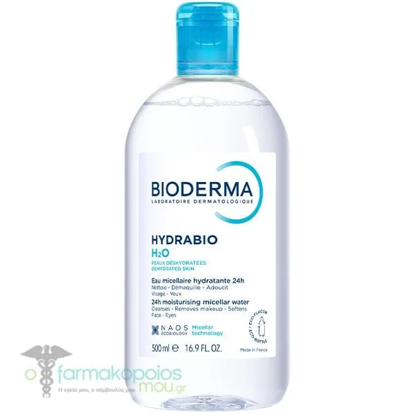 Bioderma Hydrabio H2O Ενυδατικό Νερό Micellaire Καθαρισμού &amp; Ντεμακιγιάζ για Αφυδατωμένες Επιδερμίδες, 500ml
