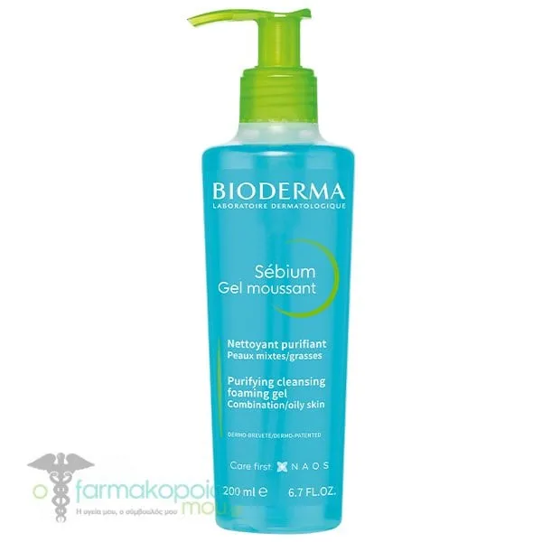 Bioderma Sebium Gel Moussant Purifying Cleansing Foaming Gel for Combination/Oily Skin, 200 ml
