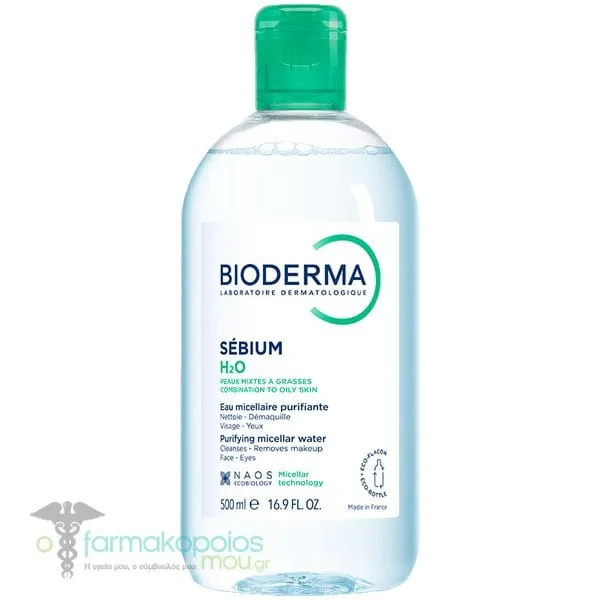 Bioderma Sebium H2O Νερό Micellaire Καθαρισμού &amp; Ντεμακιγιάζ για το Μικτό/Λιπαρό ή με Τάση Ακμής Δέρμα, 500ml
