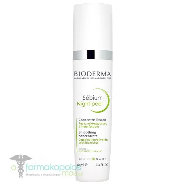 Bioderma Sebium Night Peel Smoothing Concentrate for Combination/Oily Skin with Blemishes, 40ml